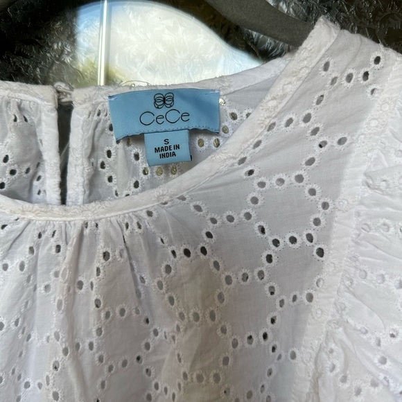 CeCe White Eyelet Ruffle Blouse - Picture 4 of 8